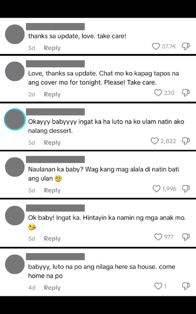 Nico Waje Tiktok comments calling him love and baby